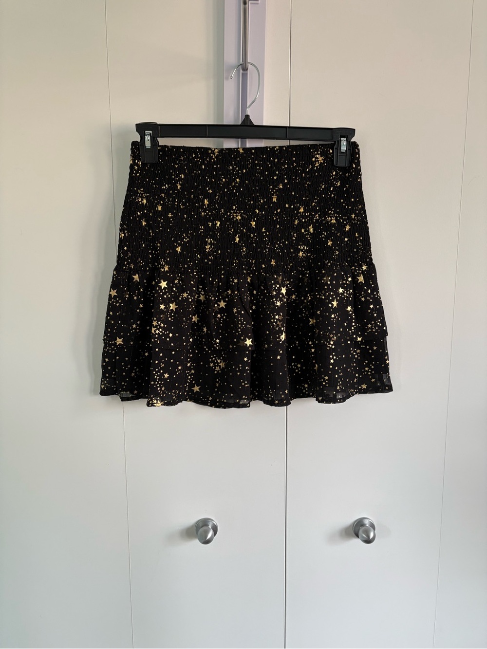 Aqua Black Mini Skirt with Gold Star Print